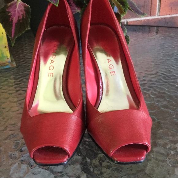 Rampage Red Peep-toe Pumps - Picture 2 of 6